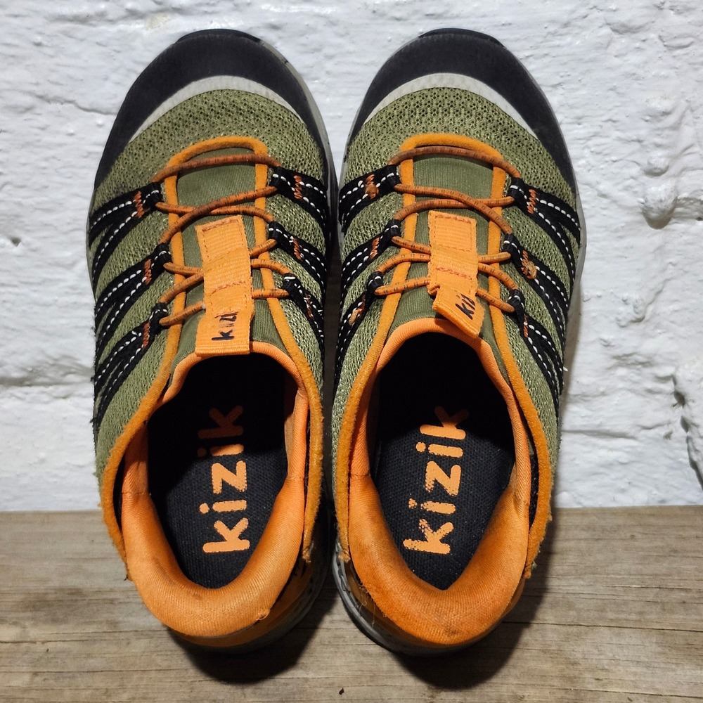 Kizik Kids Athens Hands-Free Slip On Sneakers Olive Orange 1Y D4FC KTRUOG03 - Picture 3 of 12
